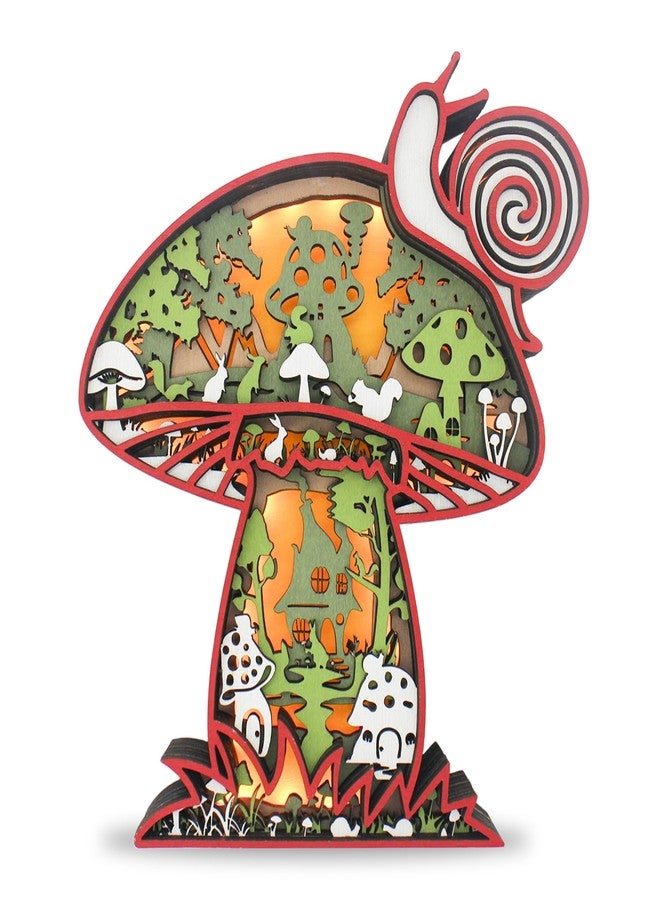 FNYDOX Cute Mushroom Decor LED Night Light, Mushroom Figurine Vintage Wall Hanging Sculpture, Cottage Core Decor Aesthetic Gift for Home, Present for Bedroom Living Room - Image 1